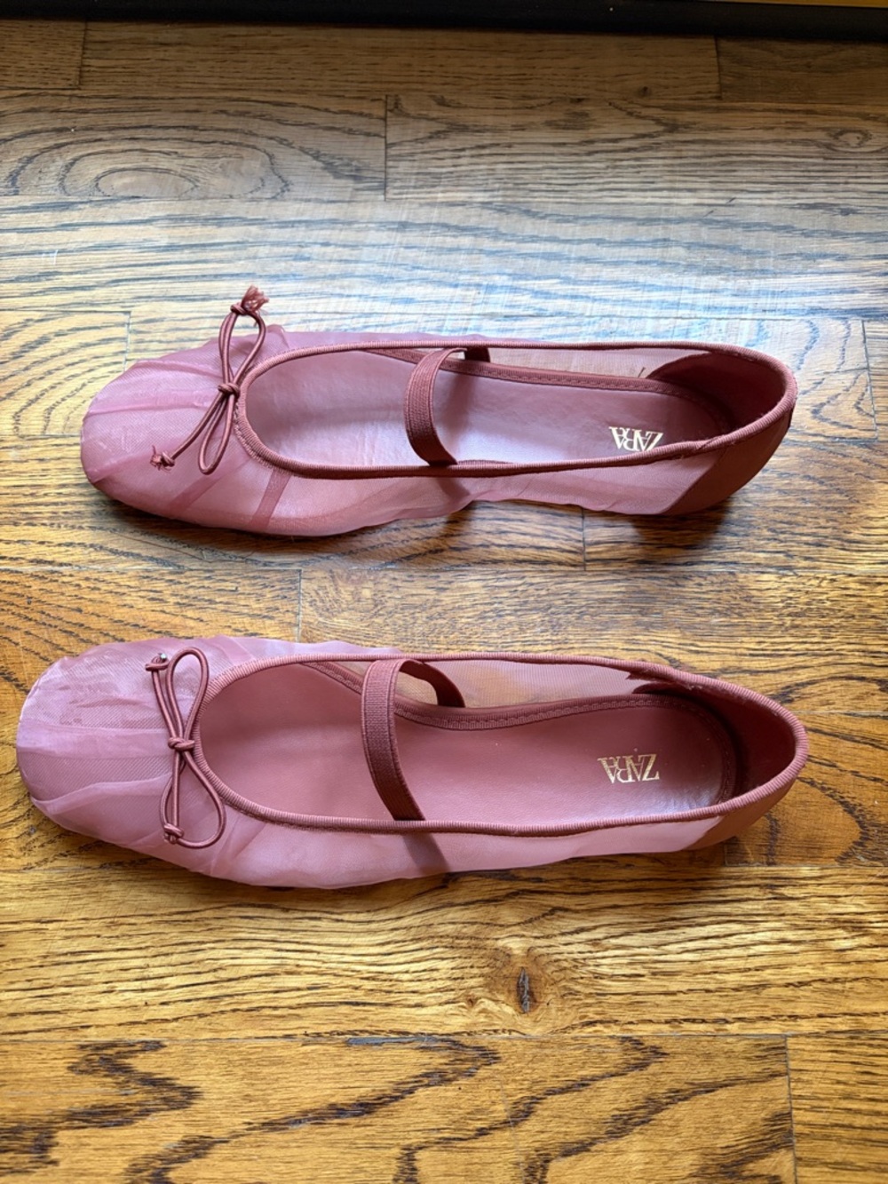 Zara Sheer Mesh Ballet Flats with Bow - Picture 3 of 7